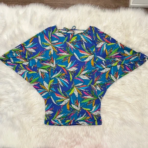 NWOT Trina Turk Multicolored Floral Print Swim Cover-Up Tunic Dress - Picture 2 of 11